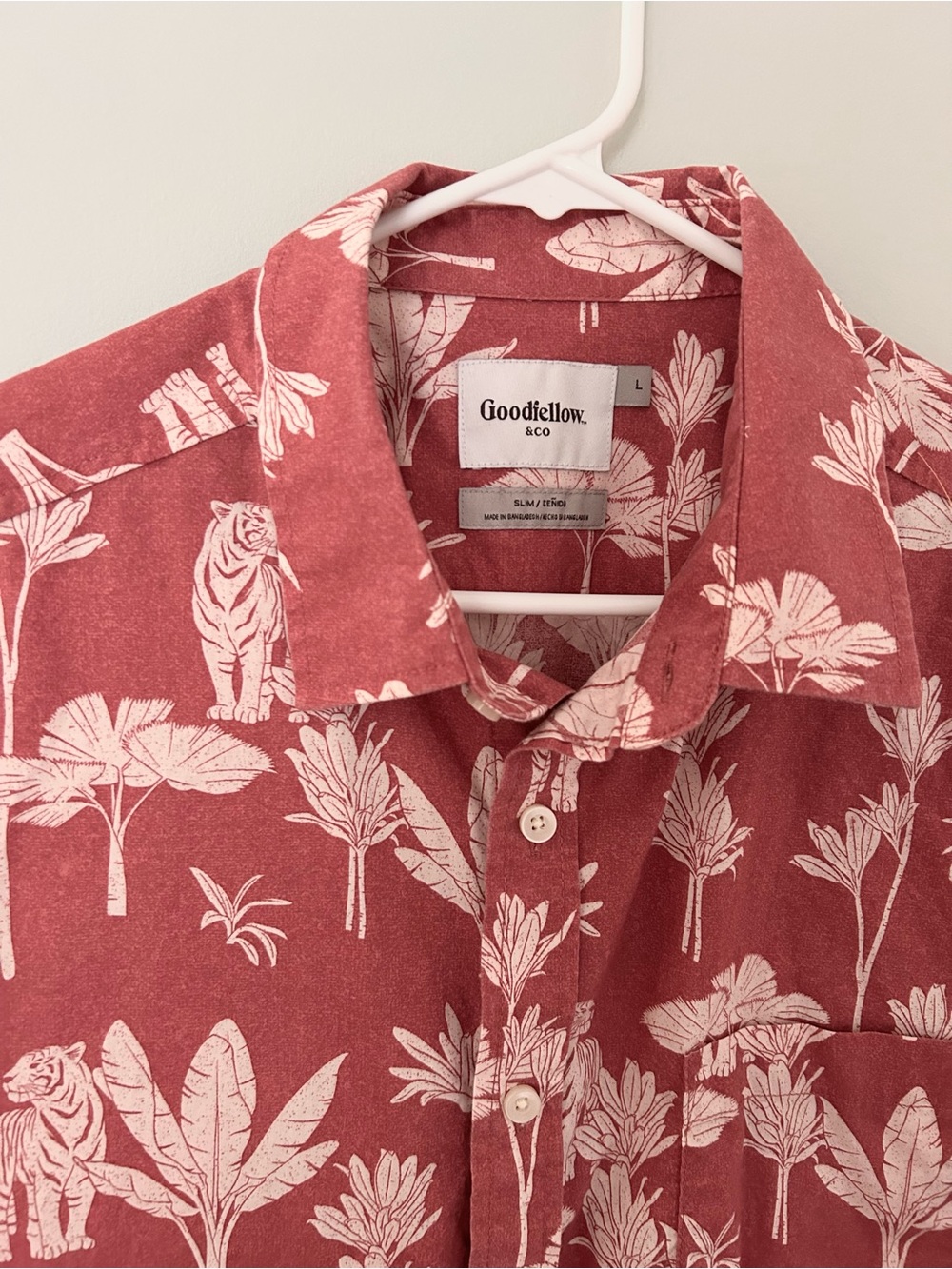 🐅 Goodfellow & Co. Men's Coral Short-Sleeve Floral / Hawaiian Button-Up Shirt
